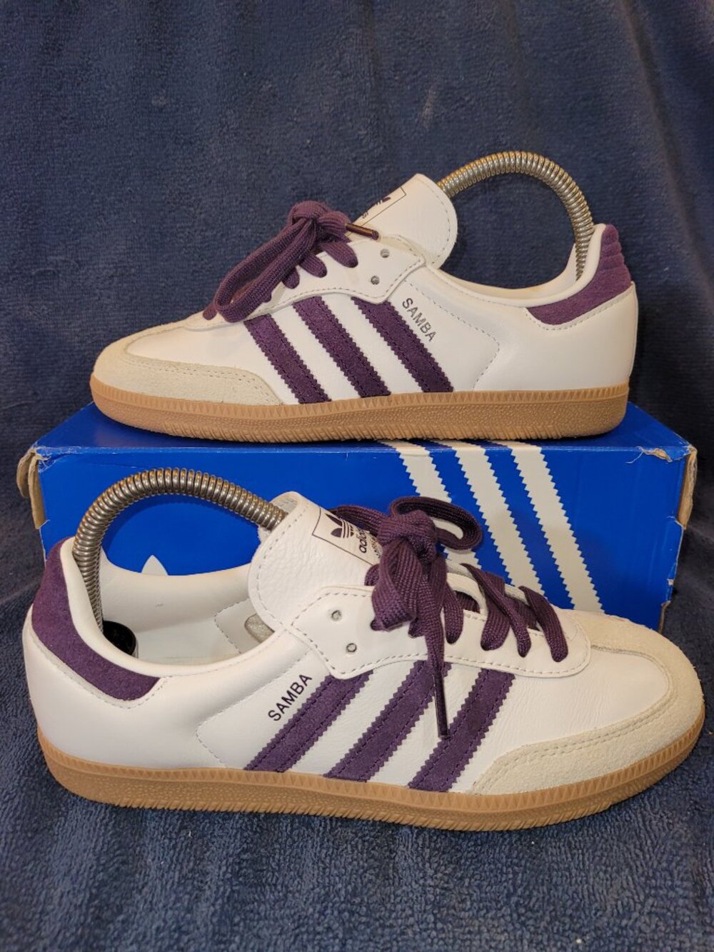 Adidas Samba Women's Size 7 White Alumina Plum Tan Gum Sneakers JS1392 (#2801)